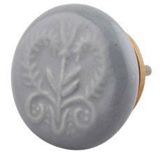 Grey Leaf Ceramic Flat Cabinet Knob Online 