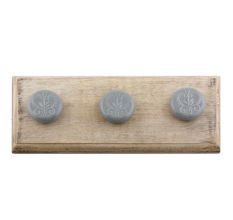 Grey Leaf Ceramic Wooden Hooks 