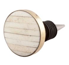Cream Round  Metal And Bone Wine Stopper