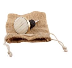 Cream Round  Metal And Bone Wine Stopper
