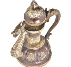 Vintage Copper With Brass Tea Pot With Lid