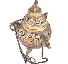 Copper And Brass Religious Incense Burner On Chain