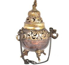 Copper And Brass Religious Incense Burner On Chain
