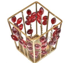 Rectangular Red Glass Bead Votive