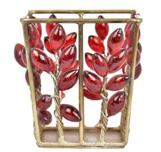Rectangular Red Glass Bead Votive