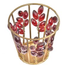 Circular Red Glass Bead Votive