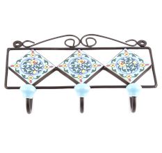 Turquoise Forest Green Leaf Tiles Hooks