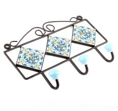 Turquoise Forest Green Leaf Tiles Hooks