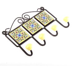 Yellow And Turquoise Wheel Flower Tiles Hooks