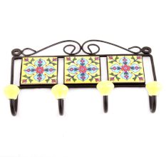 Yellow Red Tiny Flower Tiles Hooks