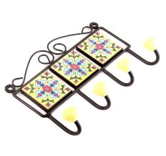 Yellow Red Tiny Flower Tiles Hooks