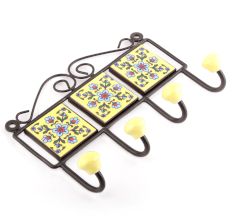  Yellow Turquoise Tiny Flower Tiles Hooks