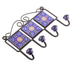 Navy Blue And Yellow Sun Flower Tiles Hooks
