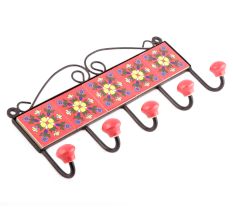 Red Yellow Tiny Flower Tiles Hooks