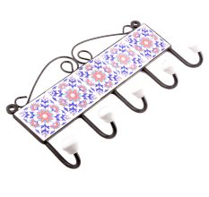 White And Red Sun Flower Tiles Hooks