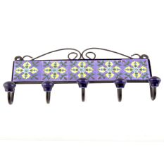 Purple Yellow Floral Tiles Hooks