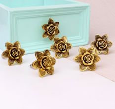 Golden Rose Flower Metal Cabinet Knob