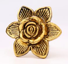 Golden Rose Flower Metal Cabinet Knob