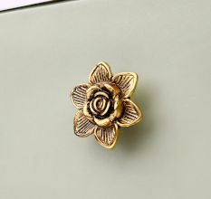 Golden Rose Flower Metal Cabinet Knob