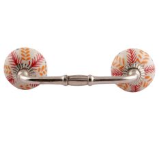 Red Leaf Flora Ceramic Bridge Handles