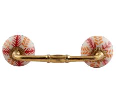 Red Leaf Flora Ceramic Bridge Handles