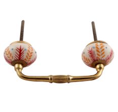 Red Leaf Flora Ceramic Bridge Handles