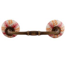 Red Leaf Flora Ceramic Bridge Handles