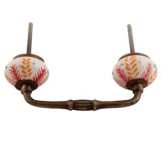 Red Leaf Flora Ceramic Bridge Handles
