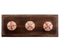 Red Leaf Floral Ceramic Wooden Hooks