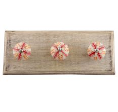 Red Leaf Floral Ceramic Wooden Hooks 
