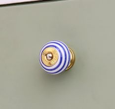 Navy Blue Striped Knob