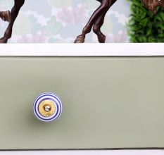 Navy Blue Striped Knob