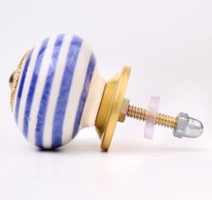 Navy Blue Striped Knob