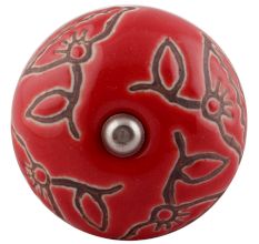 Red Calla Lily Brown Etched Ceramic Wine Stopper