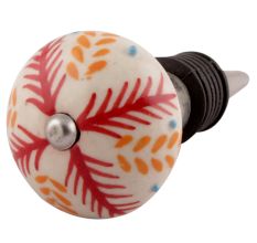 Red Leaf Ceramic Floral Wine Stopper
