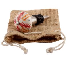 Red Leaf Ceramic Floral Wine Stopper