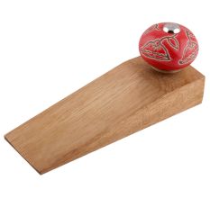Red Calla Lily Brown Etched Ceramic Door Stopper