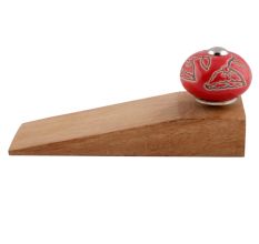 Red Calla Lily Brown Etched Ceramic Door Stopper