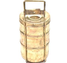 Brass 3 Tier Lunch Box Staight Tiffin Box