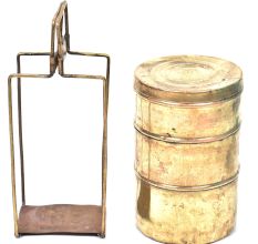 Brass 3 Tier Lunch Box Staight Tiffin Box