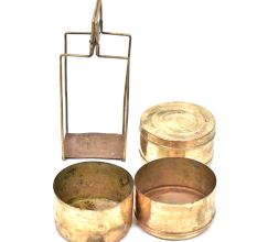 Brass 3 Tier Lunch Box Staight Tiffin Box