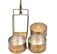 Brass 3 Compartment Lunch Tiffin Box