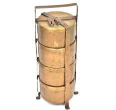 4 Compartment Brass Tiffin Carrier Lunch Box