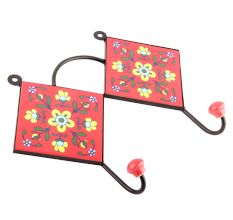  Red And Forest Green Floral Tilse Hooks