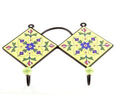 Yellow And Blue Ceramic Tiles Hooks