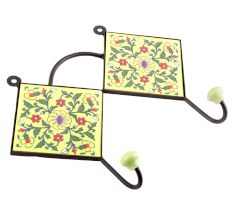 Forset Green And Yellow Wheel Flower Tiles Hooks