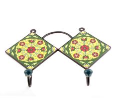 Forest Green And Red Ceramic Flower Tiles Hooks