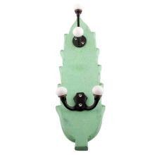 Green And Black Double Loop Ceramic Iron Wooden Hooks