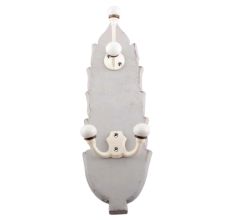 Grey And Cream Double Loop Ceramic Iron Wooden Hooks
