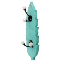 Sea Green And Black Double Loop Ceramic Iron Wooden Hooks 